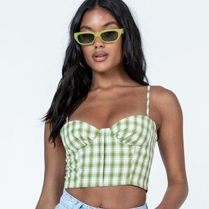 ❤️3/$12 Princess Polly Olive Plaid Crop Top Size 4